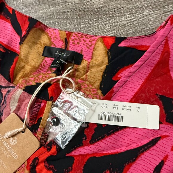 NWT J.Crew Faux‎ Wrap Midi Dress Floral Palm Print Women Size 12 - Picture 5 of 7